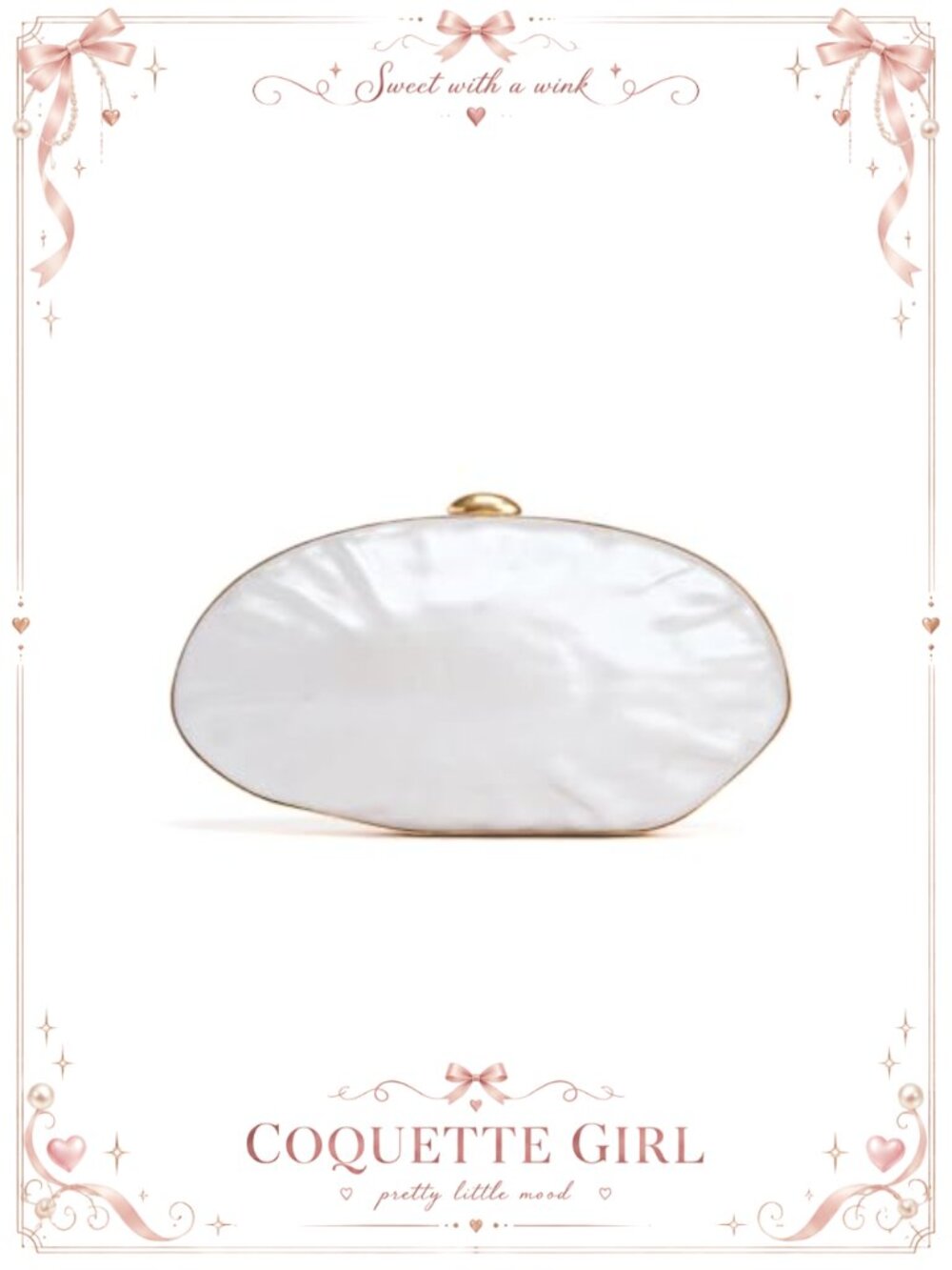 Pearl Shell Evening Clutch Ivory Acrylic Gold Frame Formal Handbag